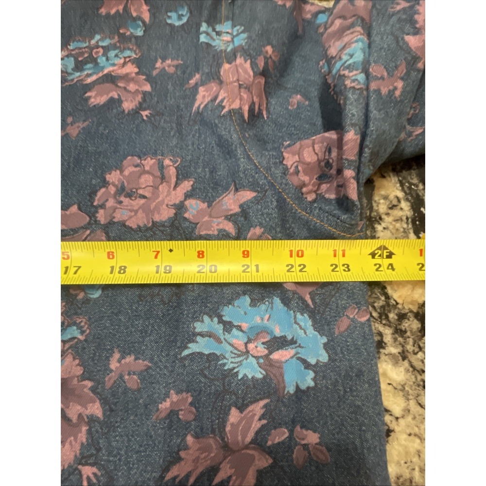 VTG Jean Jacket Painted Flowers Floral Shredded Denim Tantrums Women's XL - Picture 11 of 14